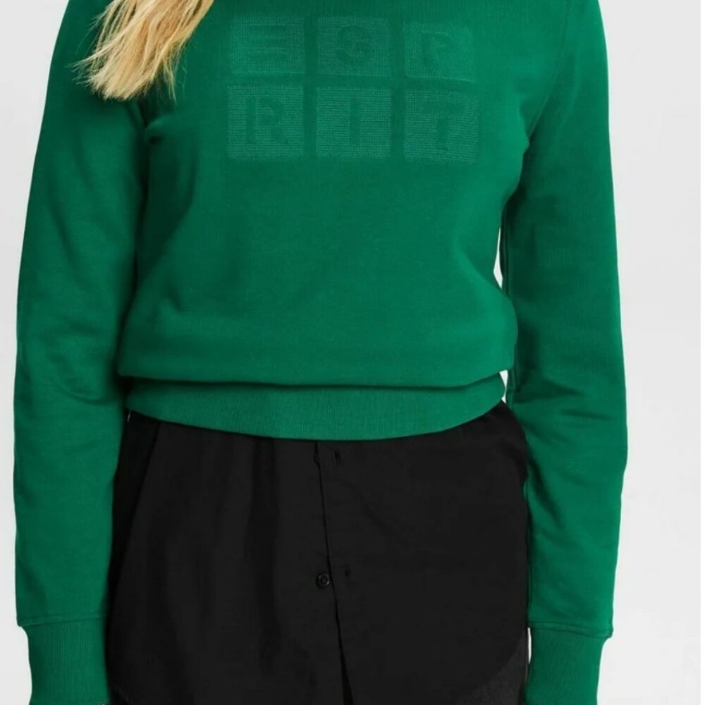 Vintage 90s ESPRIT Green Logo Sweatshirt Boxy Minimalist Fit Small - Picture 7 of 10